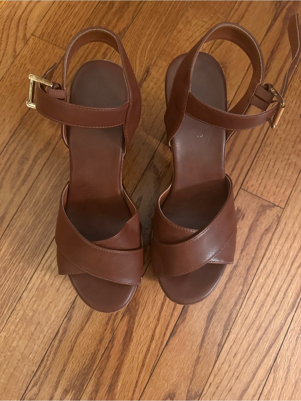 Women's Brown Leather Ankle-Strap Sandals